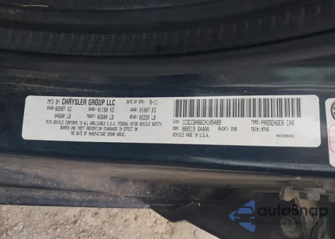 2012 Chrysler 200 Lx z USA, uszkodzony, nr VIN 1C3CCBAB6CN105489